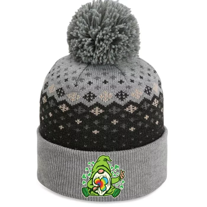 Funny Vintage St Patrick's Day Peace Love Leprechaun Gnome The Baniff Cuffed Pom Beanie