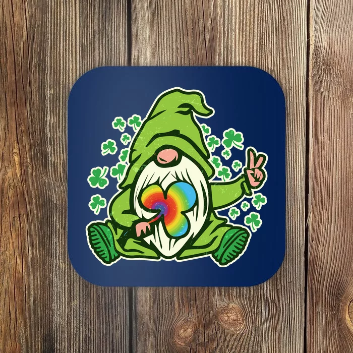 Funny Vintage St Patrick's Day Peace Love Leprechaun Gnome Coaster