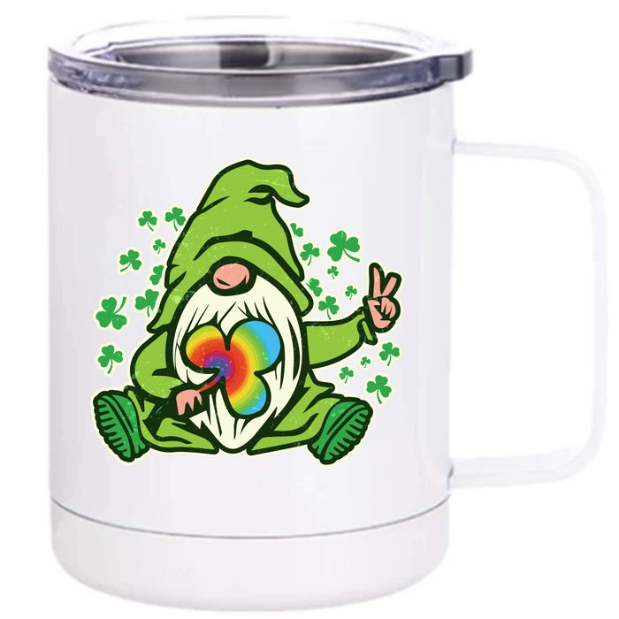 Funny Vintage St Patrick's Day Peace Love Leprechaun Gnome Front & Back 12oz Stainless Steel Tumbler Cup