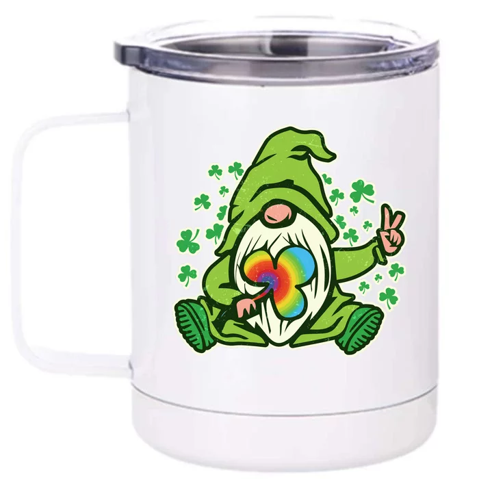 Funny Vintage St Patrick's Day Peace Love Leprechaun Gnome Front & Back 12oz Stainless Steel Tumbler Cup