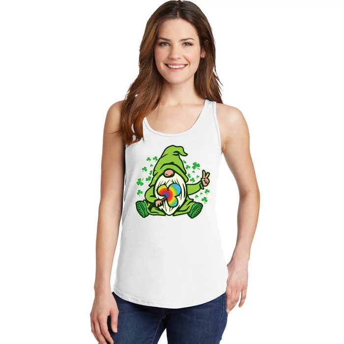 Funny Vintage St Patrick's Day Peace Love Leprechaun Gnome Ladies Essential Tank