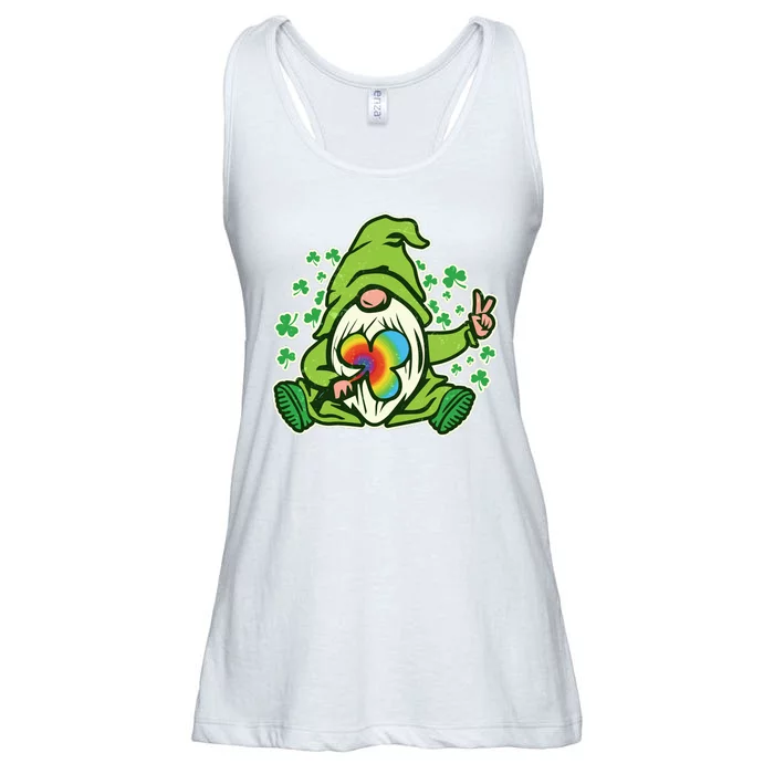 Funny Vintage St Patrick's Day Peace Love Leprechaun Gnome Ladies Essential Flowy Tank