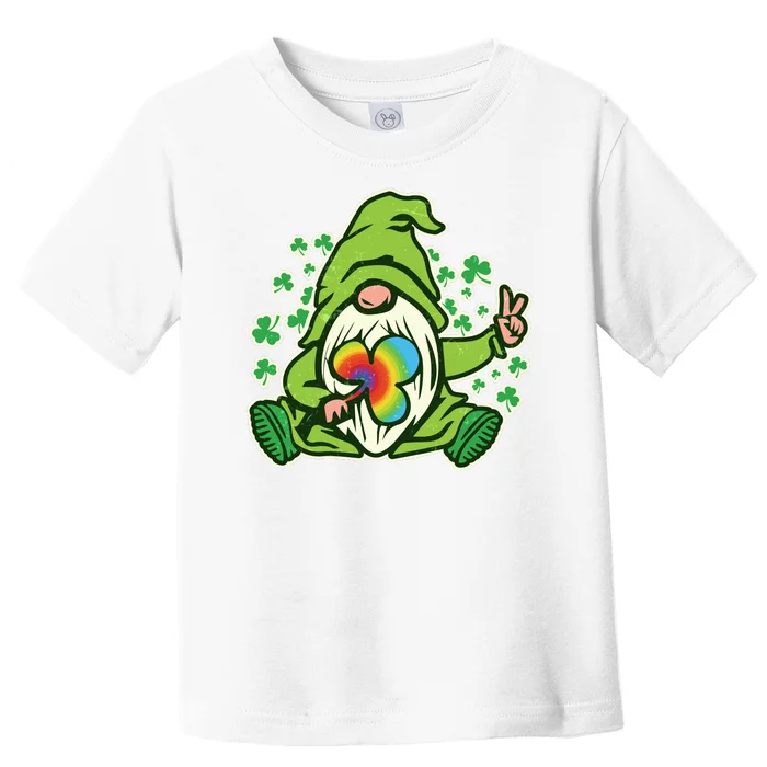 Funny Vintage St Patrick's Day Peace Love Leprechaun Gnome Toddler T-Shirt