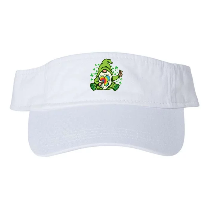 Funny Vintage St Patrick's Day Peace Love Leprechaun Gnome Valucap Bio-Washed Visor