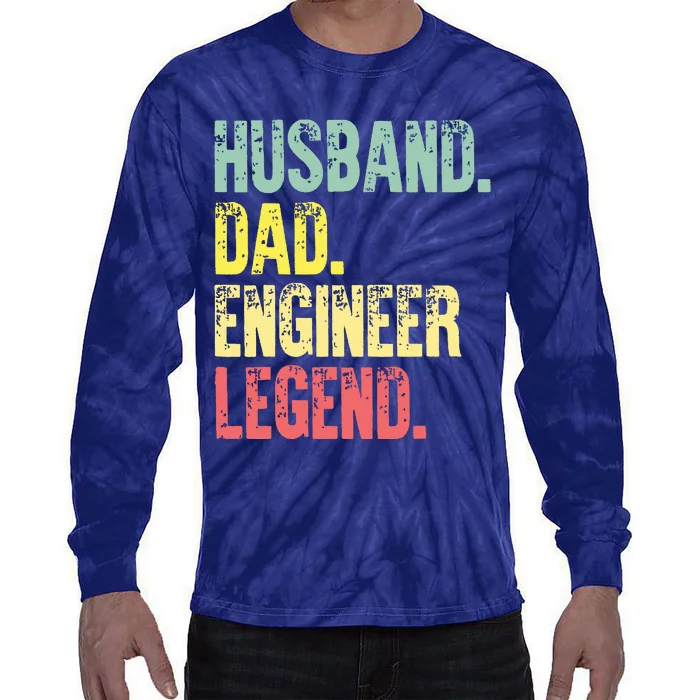 Funny Vintage Shirts Husband Dad Engineer Legend Retro Tie-Dye Long Sleeve Shirt