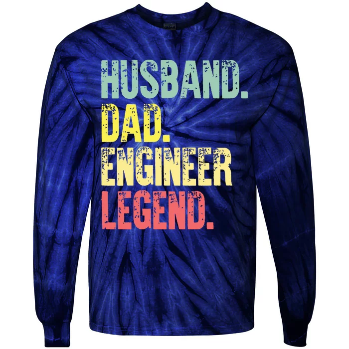 Funny Vintage Shirts Husband Dad Engineer Legend Retro Tie-Dye Long Sleeve Shirt