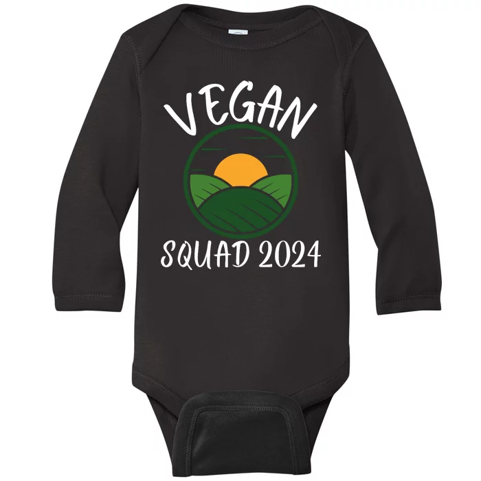 Funny Vegan Squad Vegetarian Veganism Diet Men Women Funny Vegan Baby Long Sleeve Bodysuit