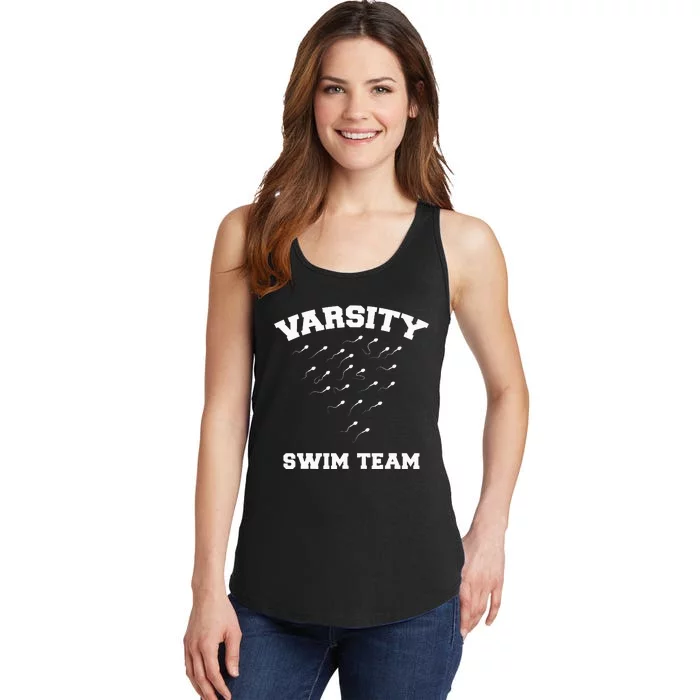 funny Varsity Swim Team Swimming Sperm Ladies Essential Tank