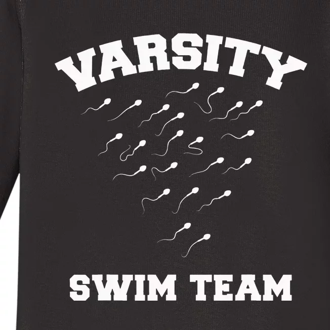 funny Varsity Swim Team Swimming Sperm Baby Long Sleeve Bodysuit