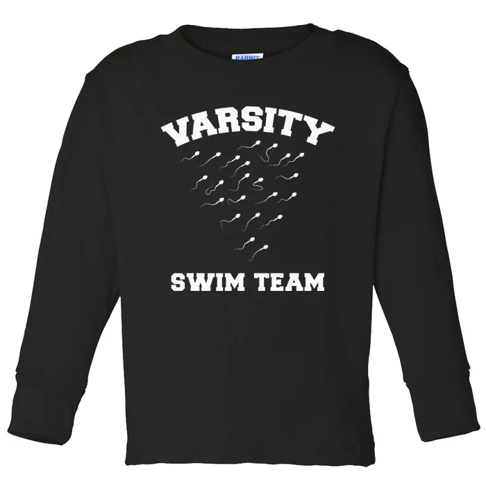 funny Varsity Swim Team Swimming Sperm Toddler Long Sleeve Shirt