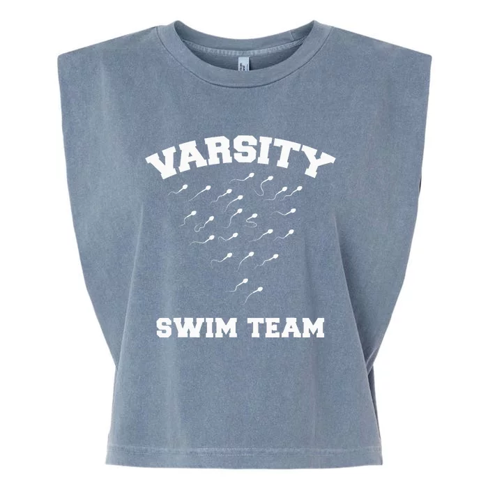 funny Varsity Swim Team Swimming Sperm Garment-Dyed Women's Muscle Tee