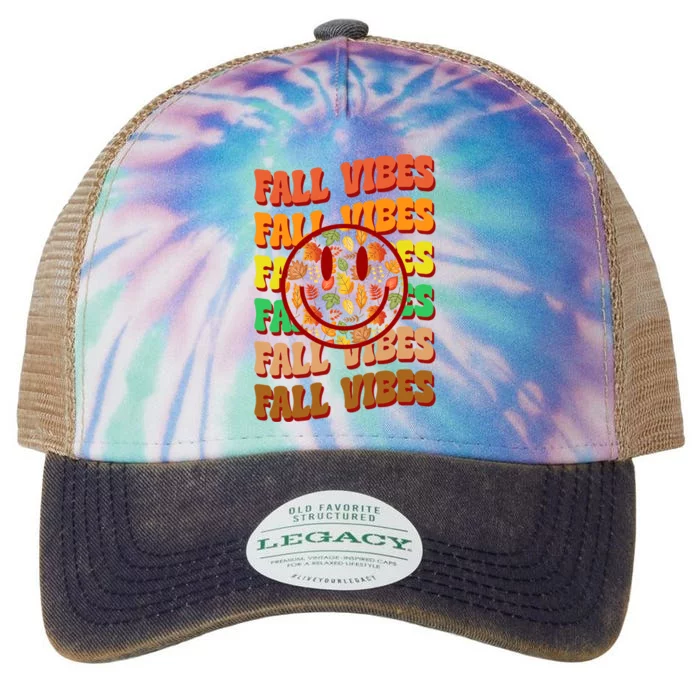 Falls Vibes Smile Face Retro Colorful Legacy Tie Dye Trucker Hat