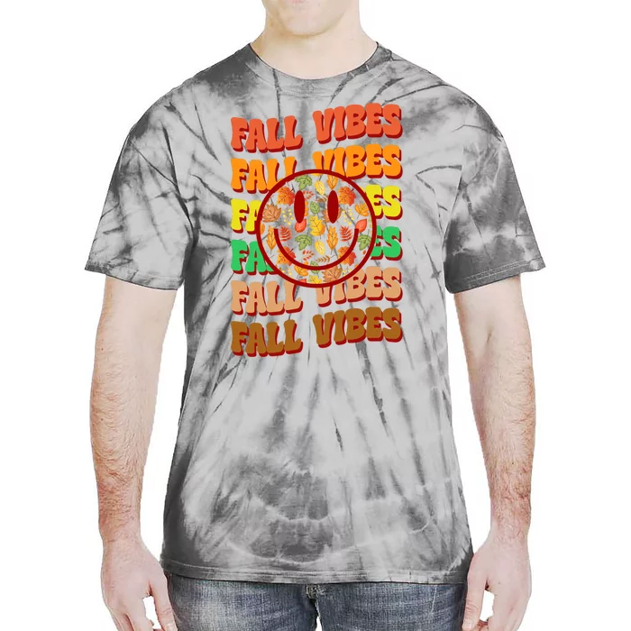 Falls Vibes Smile Face Retro Colorful Tie-Dye T-Shirt