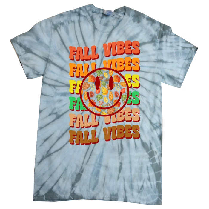 Falls Vibes Smile Face Retro Colorful Tie-Dye T-Shirt