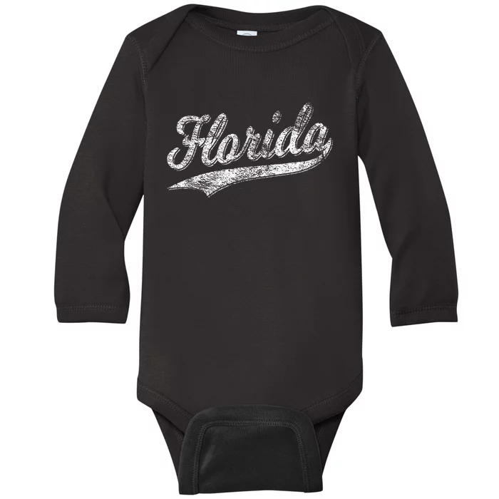 Florida Varsity Script Sports Athletic Jersey Style Baby Long Sleeve Bodysuit