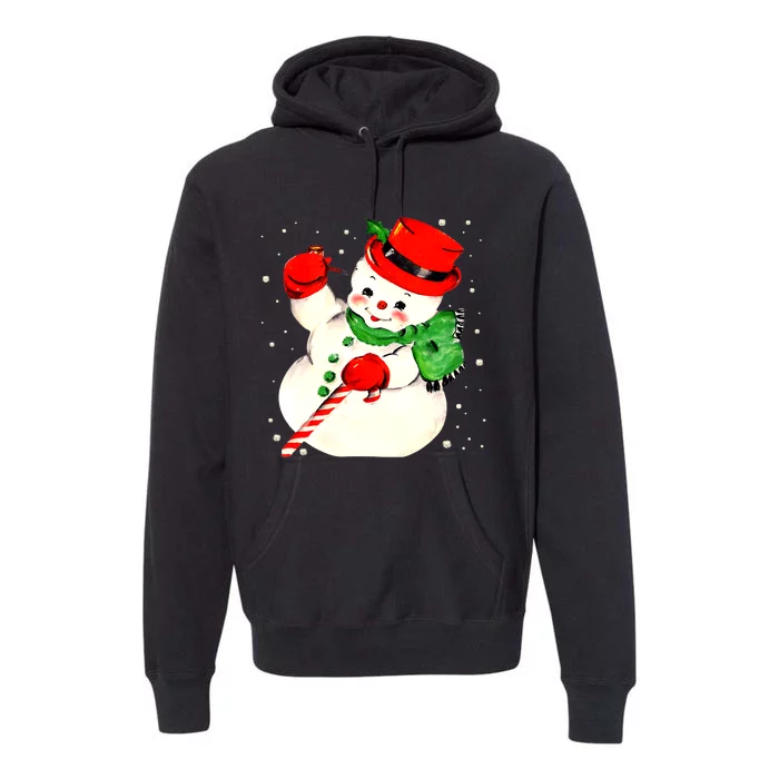 Funny Vintage Snowman Matching Family Christmas Pajamas Premium Hoodie