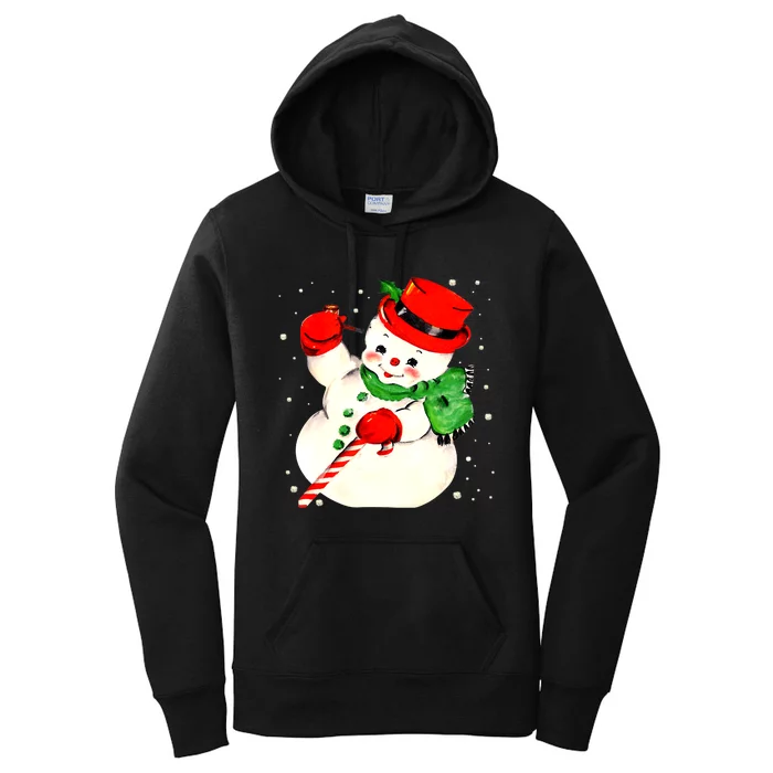 Funny Vintage Snowman Matching Family Christmas Pajamas Women's Pullover Hoodie