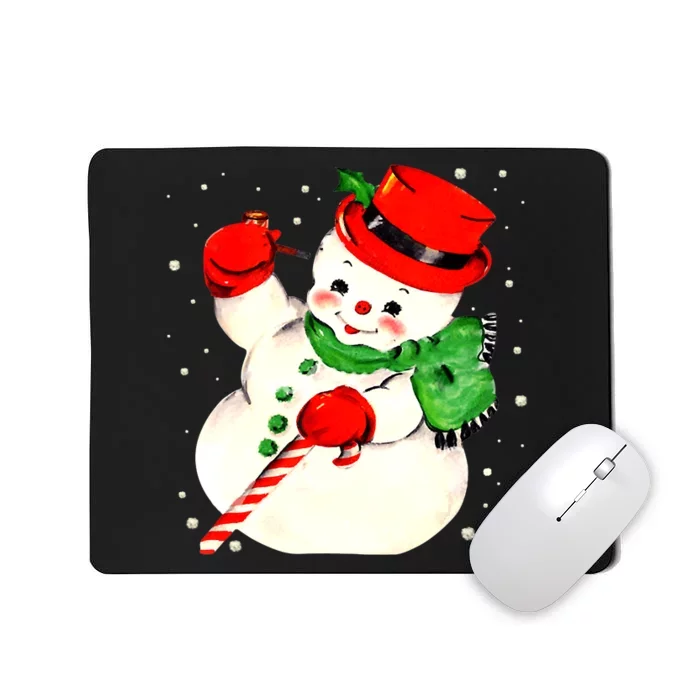 Funny Vintage Snowman Matching Family Christmas Pajamas Mousepad