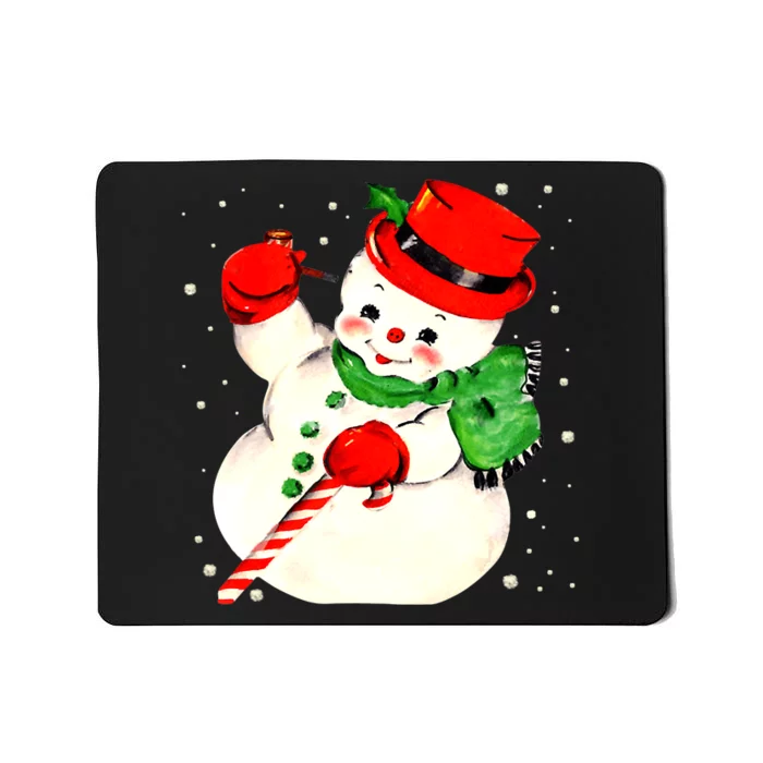 Funny Vintage Snowman Matching Family Christmas Pajamas Mousepad