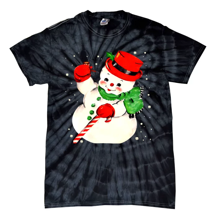 Funny Vintage Snowman Matching Family Christmas Pajamas Tie-Dye T-Shirt