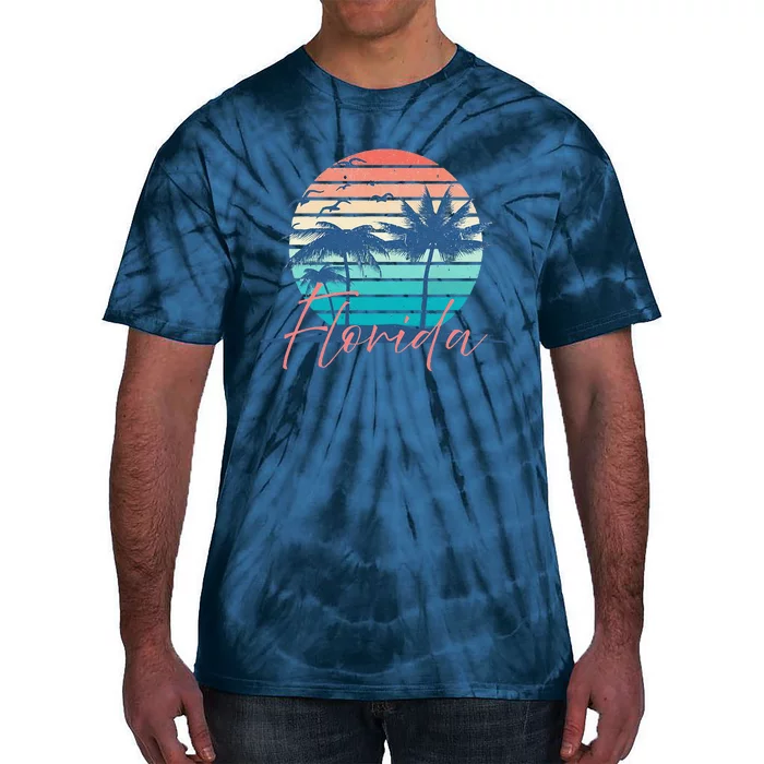 Florida Vintage Summer Vibes Beach Sunset Retro Palm Tree Tie-Dye T-Shirt