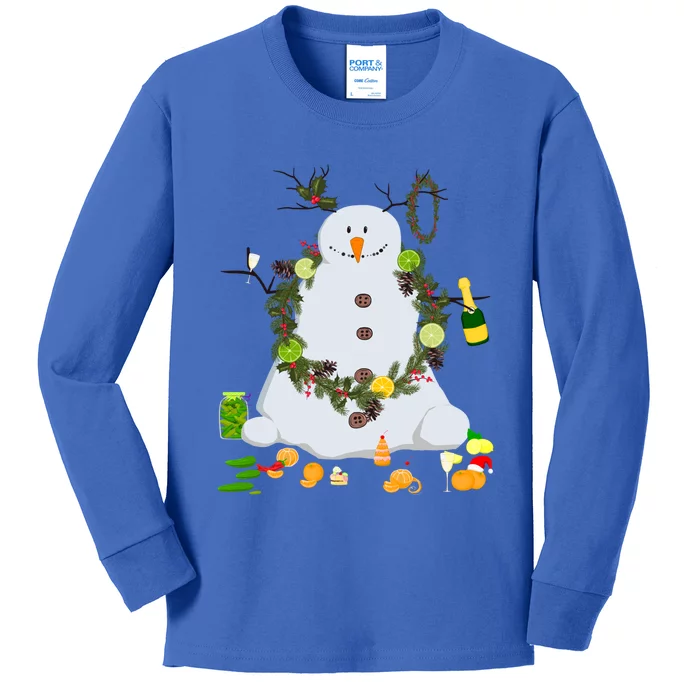 Funny Vintage Snow 1980s Ugly Christmas Sweater Food Gift Cute Gift Kids Long Sleeve Shirt