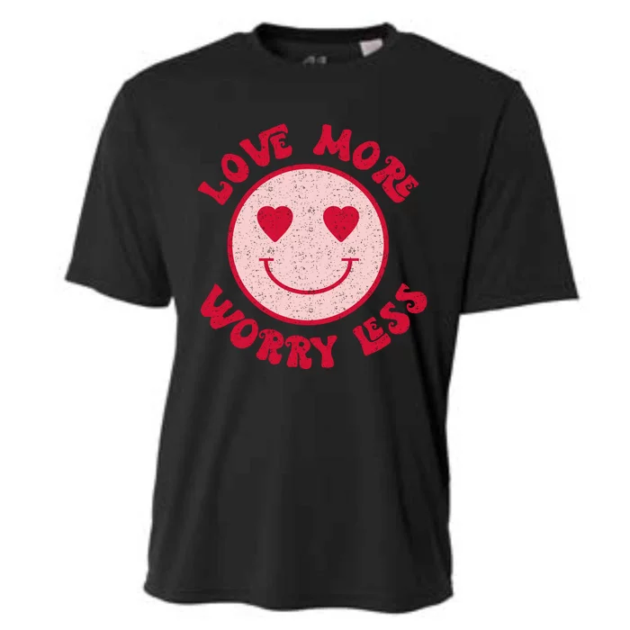 Funny Valentine Shirt Love More Worry Less Smile Face Meme Cooling Performance Crew T-Shirt