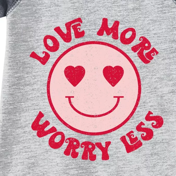 Funny Valentine Shirt Love More Worry Less Smile Face Meme Infant Baby Jersey Bodysuit