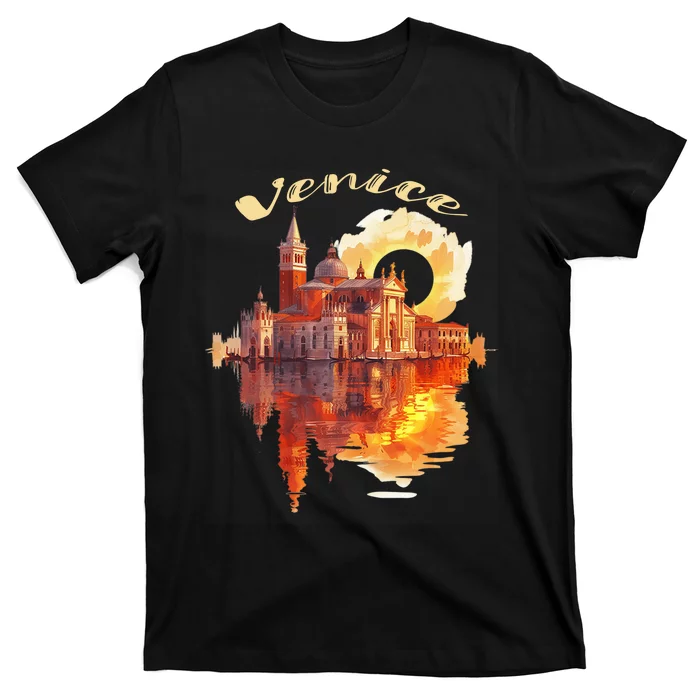 Funny Venice Sunset Watercolor Cityscape Gift T-Shirt