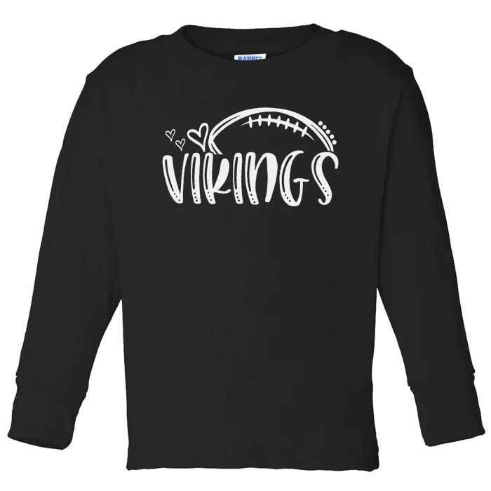 Football Vikings School Sports Fan Team Spirit Toddler Long Sleeve Shirt