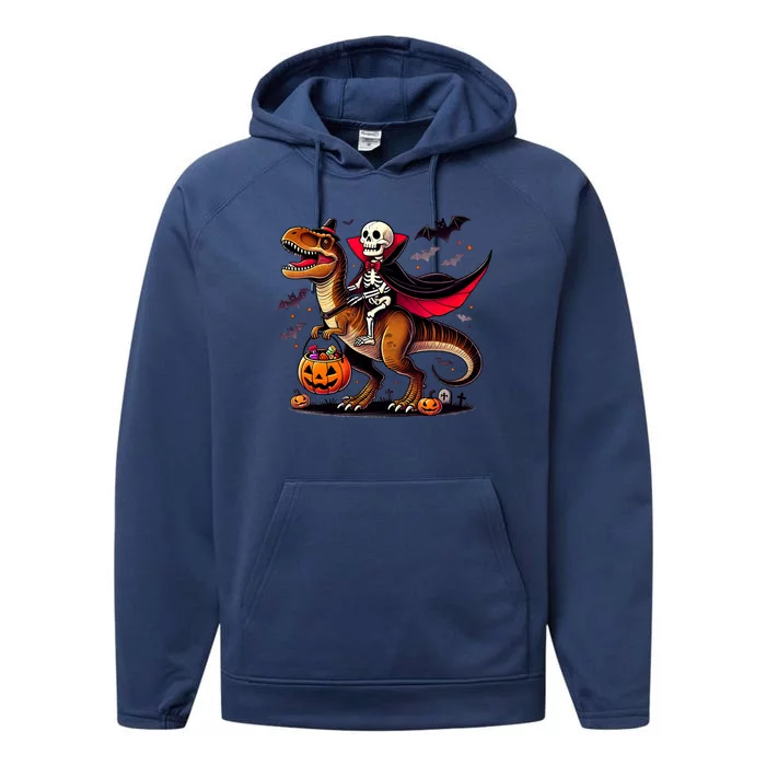 Funny Vampire Skeleton Rider Dinosaur Halloween Costume Funny Gift Performance Fleece Hoodie