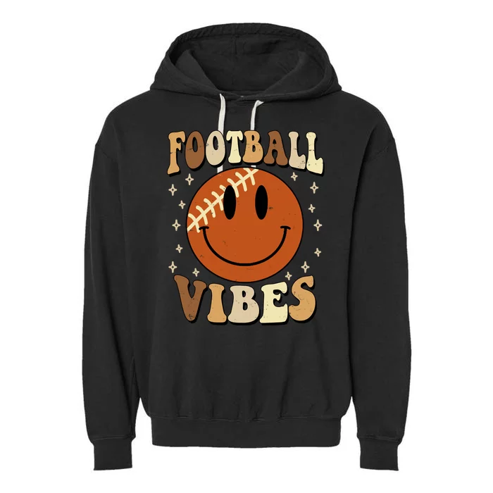 Football Vibes Smile Face Retro Garment-Dyed Fleece Hoodie