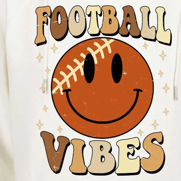 Football Vibes Smile Face Retro Womens Funnel Neck Pullover Hood