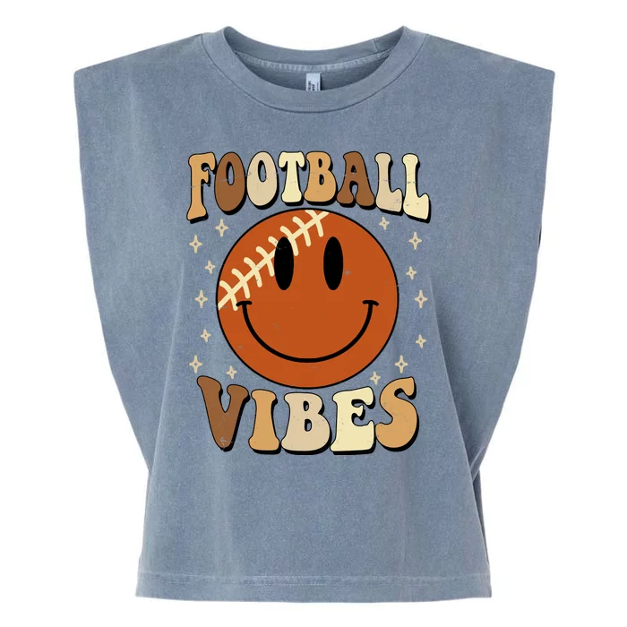 Football Vibes Smile Face Retro Garment-Dyed Women's Muscle Tee