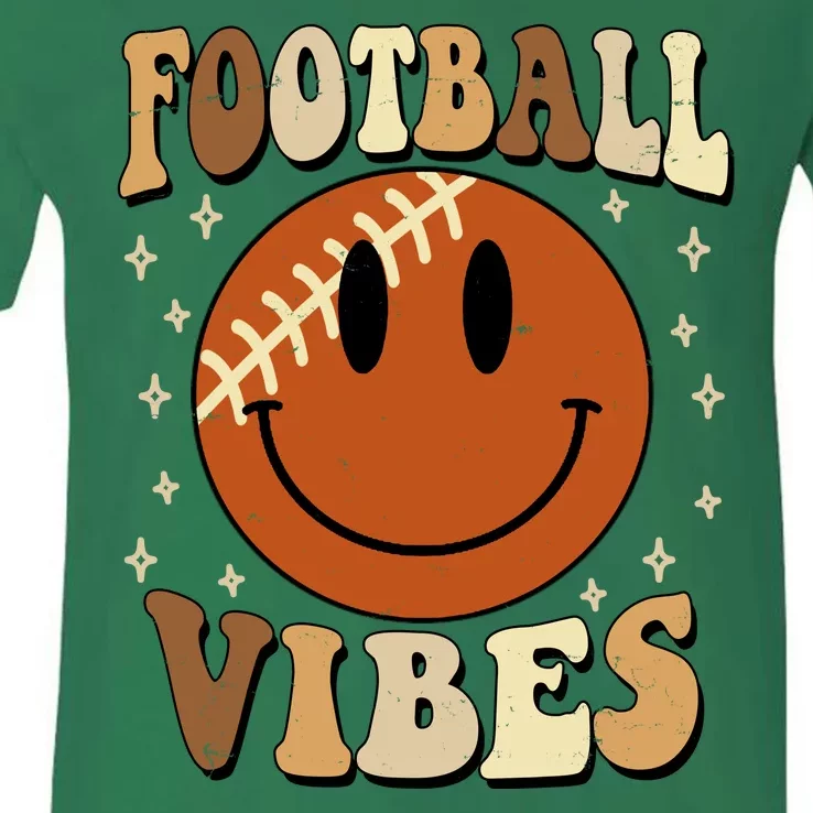 Football Vibes Smile Face Retro V-Neck T-Shirt