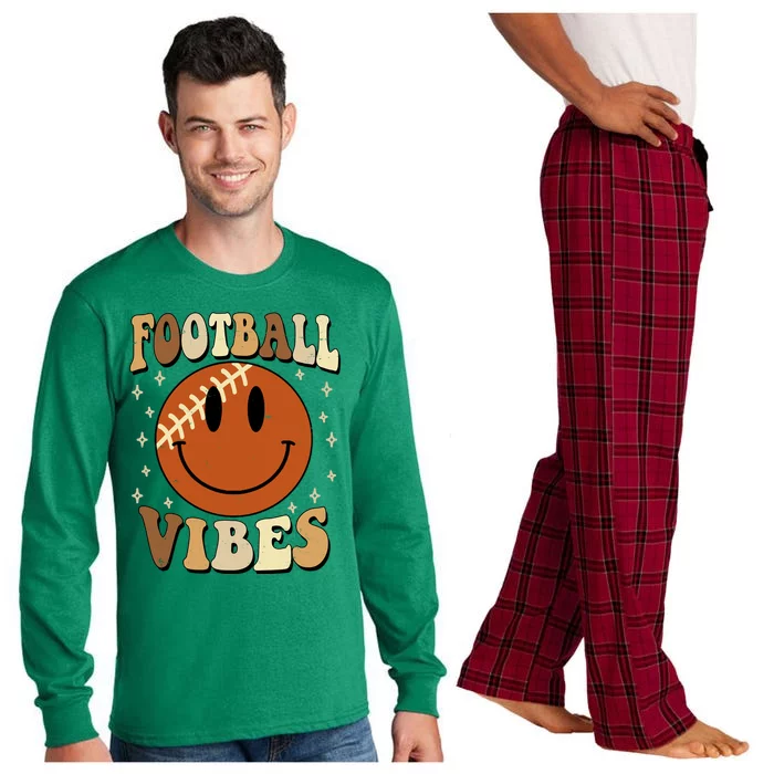 Football Vibes Smile Face Retro Long Sleeve Pajama Set