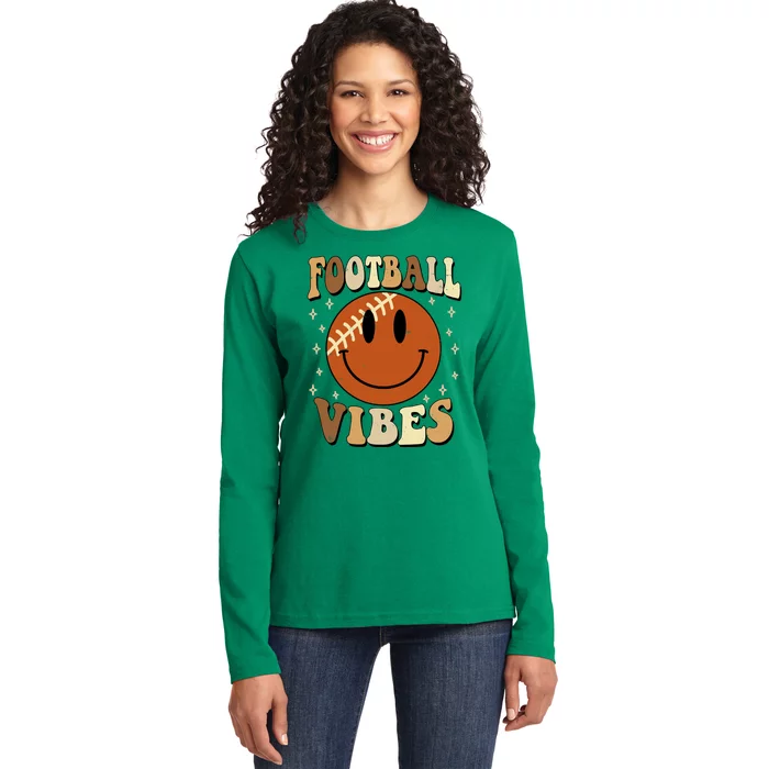 Football Vibes Smile Face Retro Ladies Long Sleeve Shirt