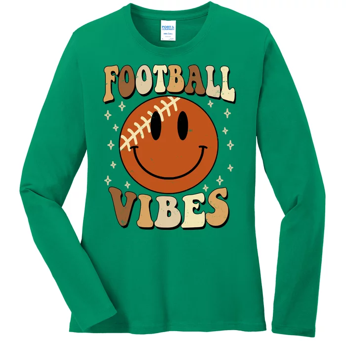 Football Vibes Smile Face Retro Ladies Long Sleeve Shirt