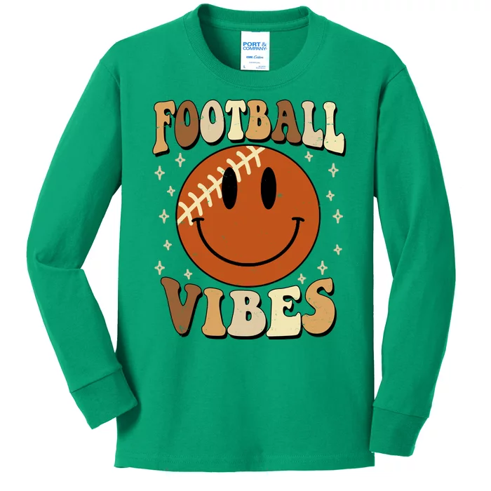 Football Vibes Smile Face Retro Kids Long Sleeve Shirt