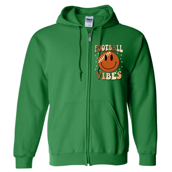 Football Vibes Smile Face Retro Full Zip Hoodie