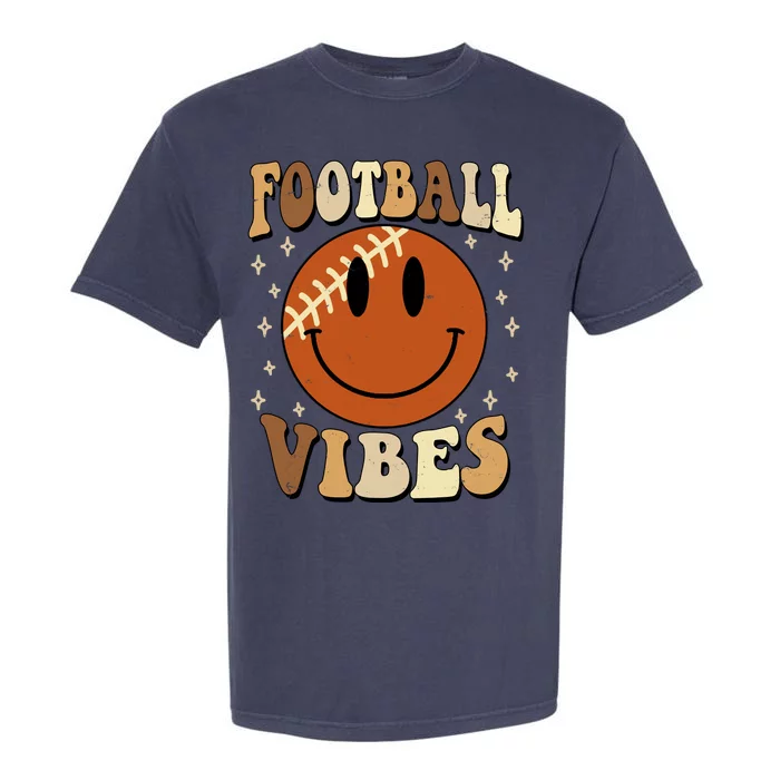 Football Vibes Smile Face Retro Garment-Dyed Heavyweight T-Shirt