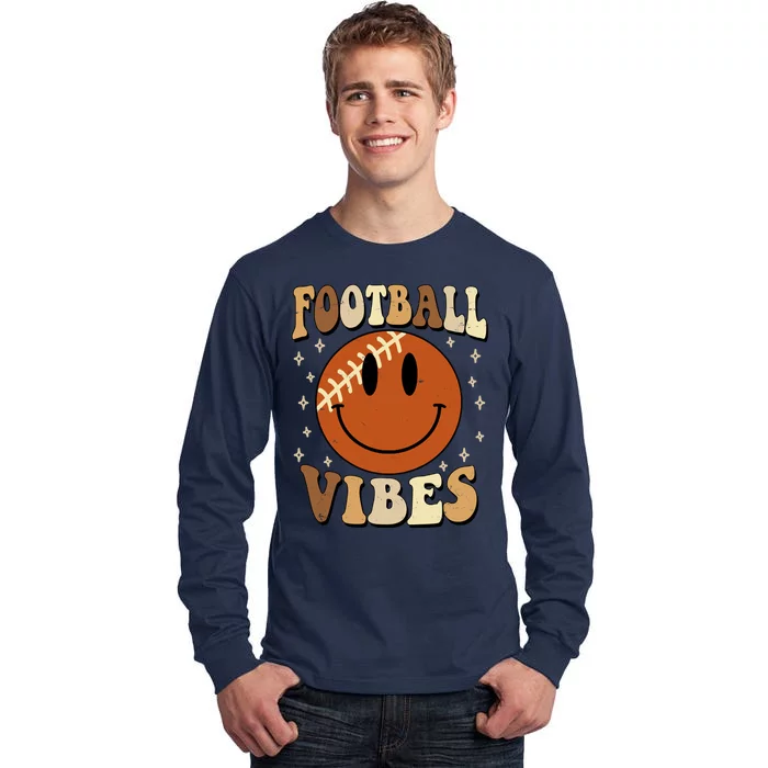 Football Vibes Smile Face Retro Tall Long Sleeve T-Shirt