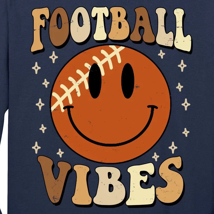 Football Vibes Smile Face Retro Tall Long Sleeve T-Shirt