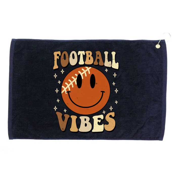 Football Vibes Smile Face Retro Grommeted Golf Towel