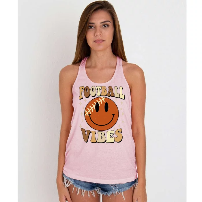 Football Vibes Smile Face Retro Women's Knotted Racerback Tank