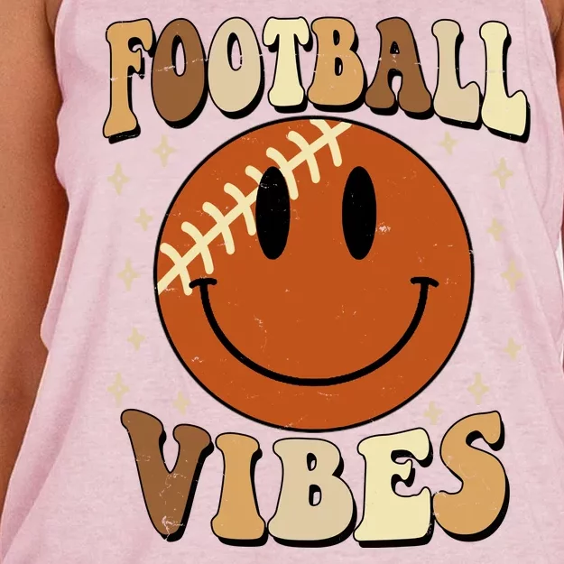 Football Vibes Smile Face Retro Women's Knotted Racerback Tank