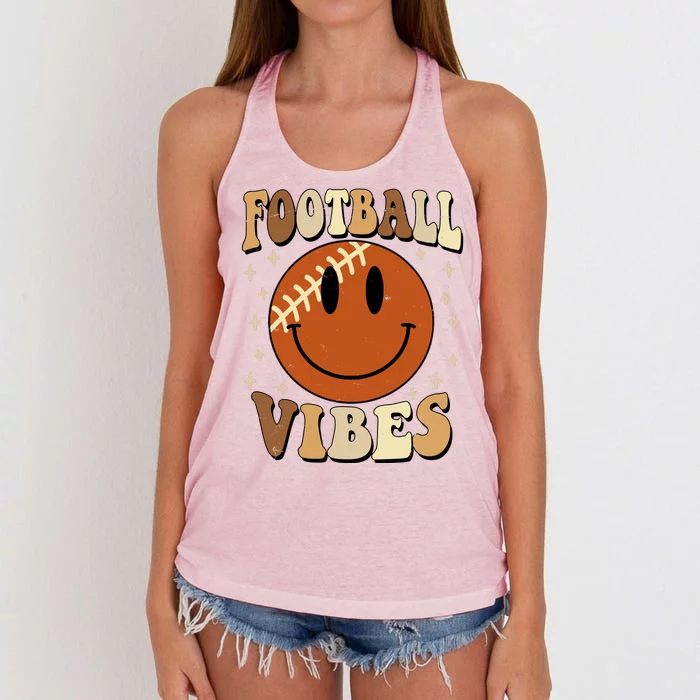 Football Vibes Smile Face Retro Women's Knotted Racerback Tank