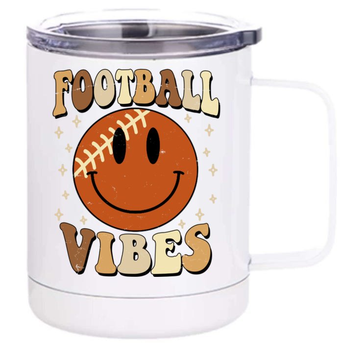 Football Vibes Smile Face Retro Front & Back 12oz Stainless Steel Tumbler Cup