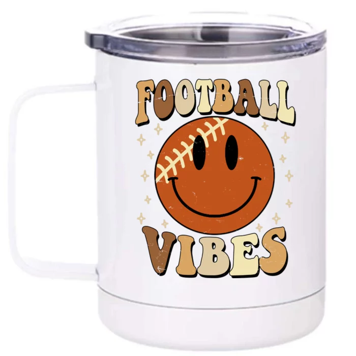 Football Vibes Smile Face Retro Front & Back 12oz Stainless Steel Tumbler Cup