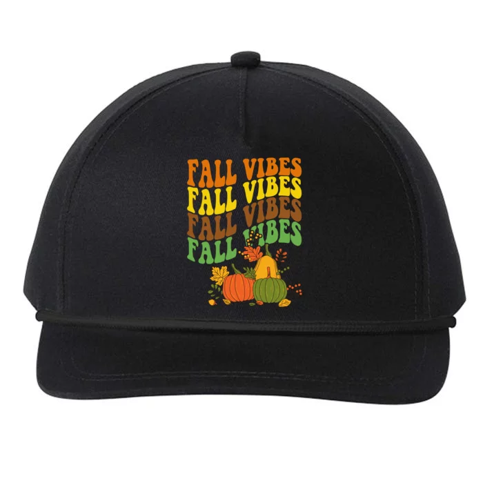 Fall Vibes Season Retro Pumpkin Snapback Five-Panel Rope Hat